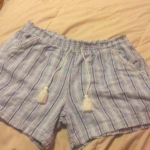 Light Blue and White striped shorts